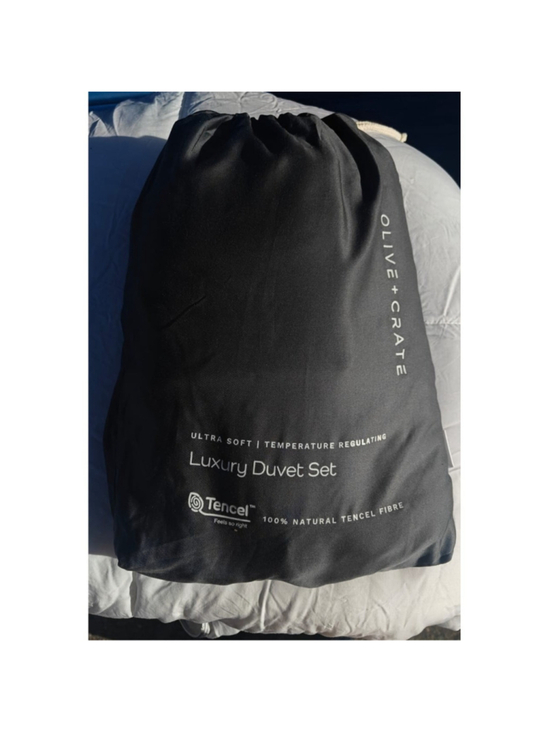 Olive+Crate Other - Olive&Crate TWIN XL Luxury Duvet Set –Charcoal/Black –TENCEL™ Soft Bedding